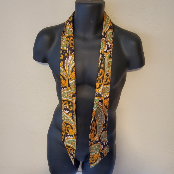 Vintage 60s paisley floppy bow Scarf - Picture 7 of 7